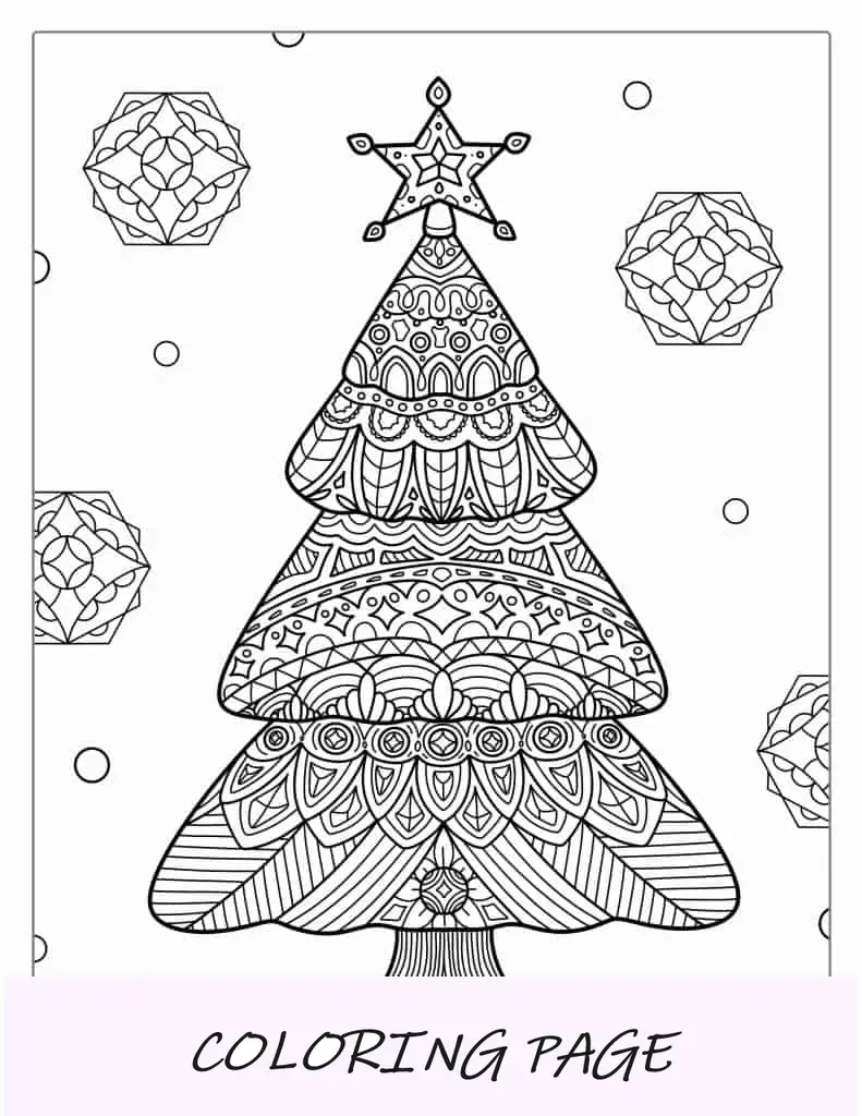 Mandala De Arbol De Navidad Para Colorear