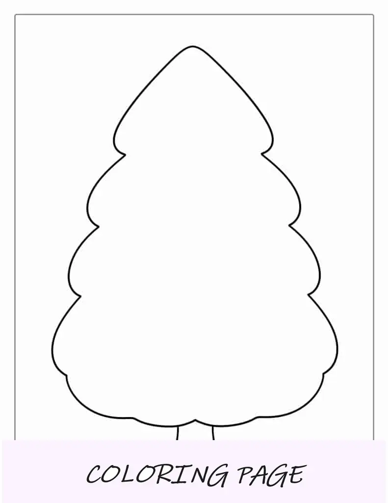 Página para colorear de plantilla de árbol de Navidad