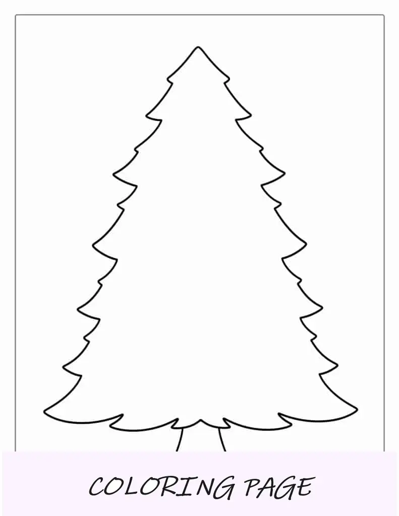 Esquema sencillo de plantilla de árbol de Navidad para niños en edad preescolar