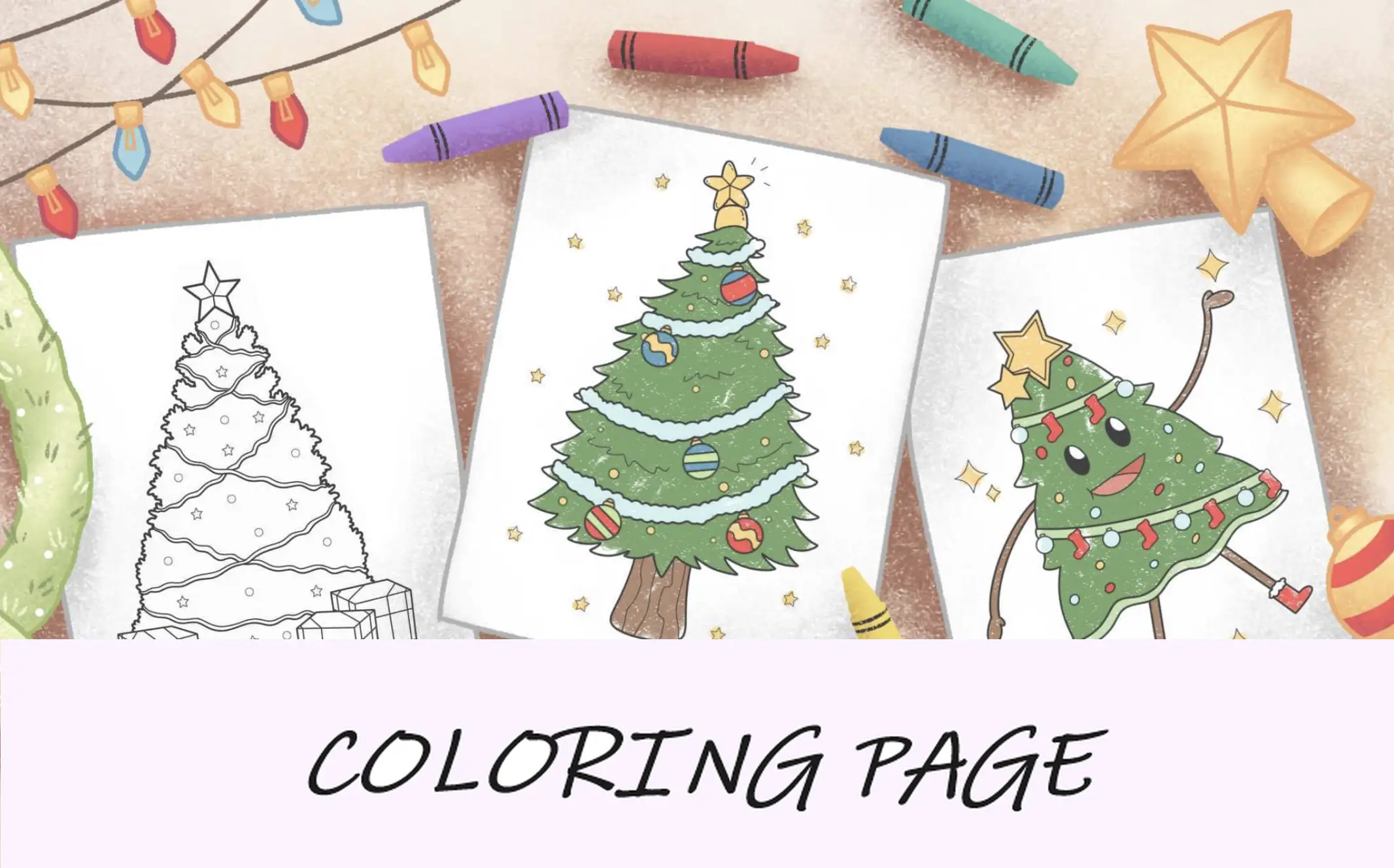 imagen destacada del arbol de navidad para colorear
