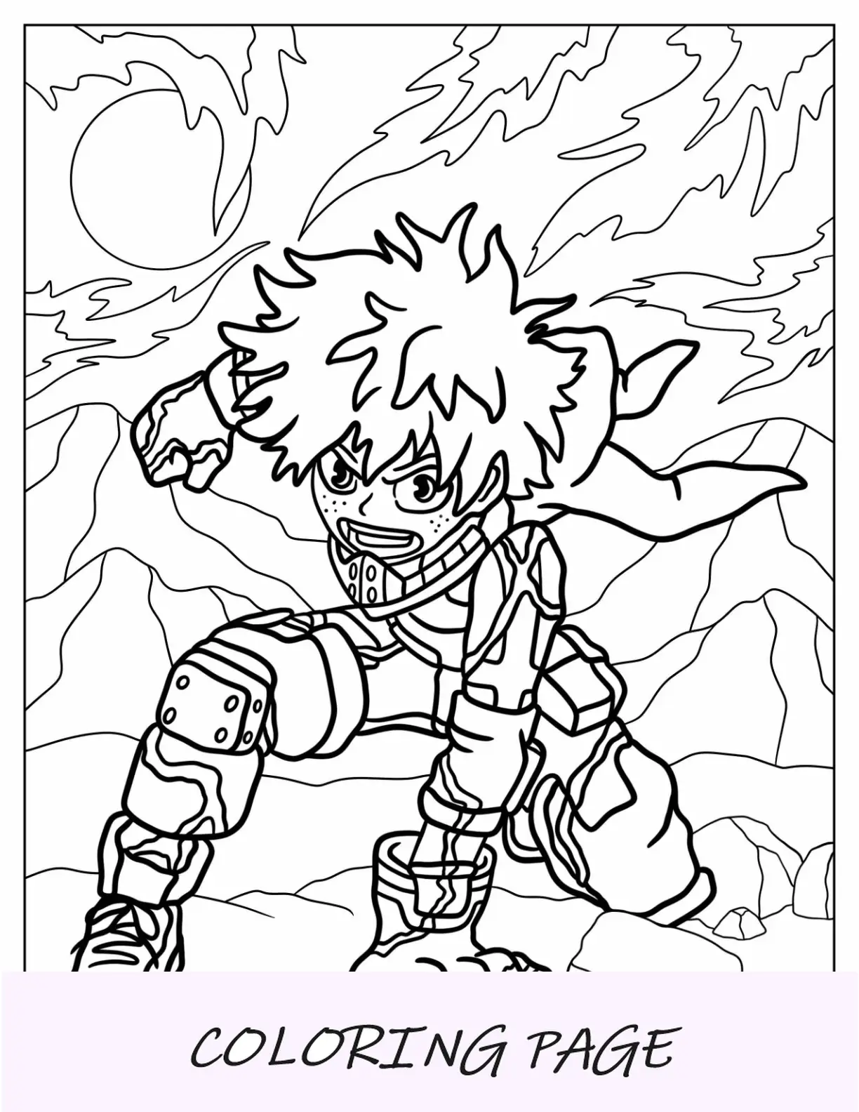 Página para colorear de Deku: potencia en la batalla