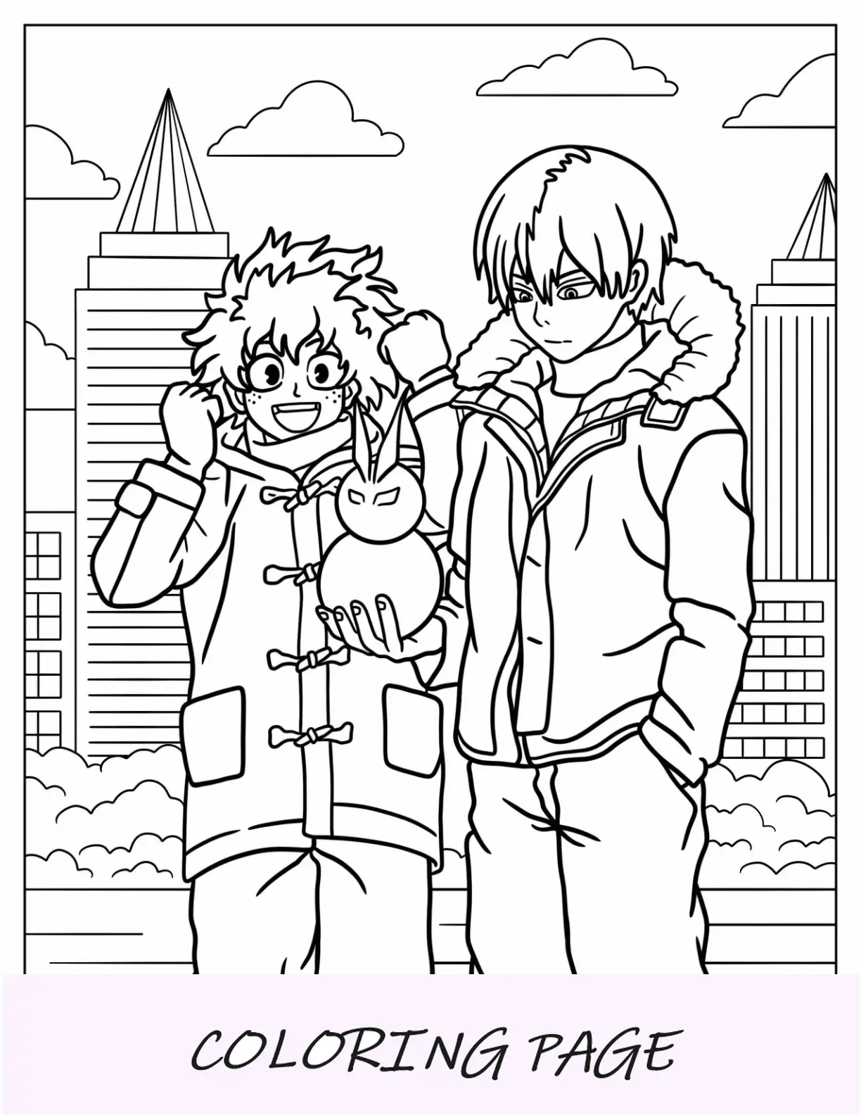 Dibujo para colorear Deku Izuku Midoriya con Shoto Todoroki