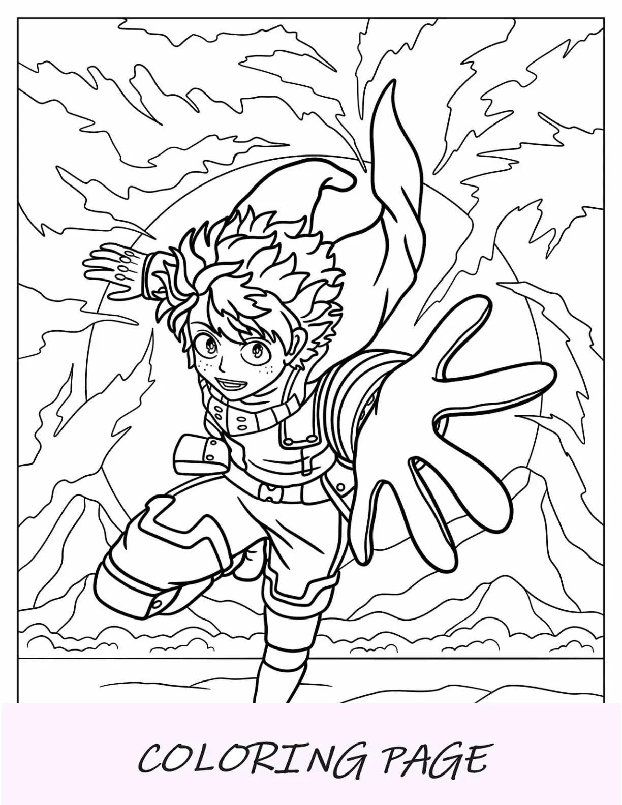 Dibujo para colorear Deku Izuku Midoriya con la mano extendida
