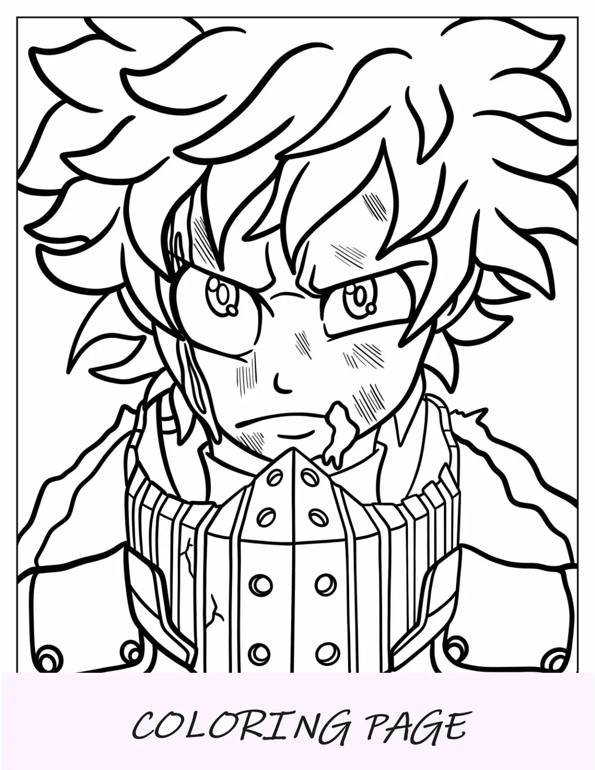 Primer plano de Deku herido para colorear