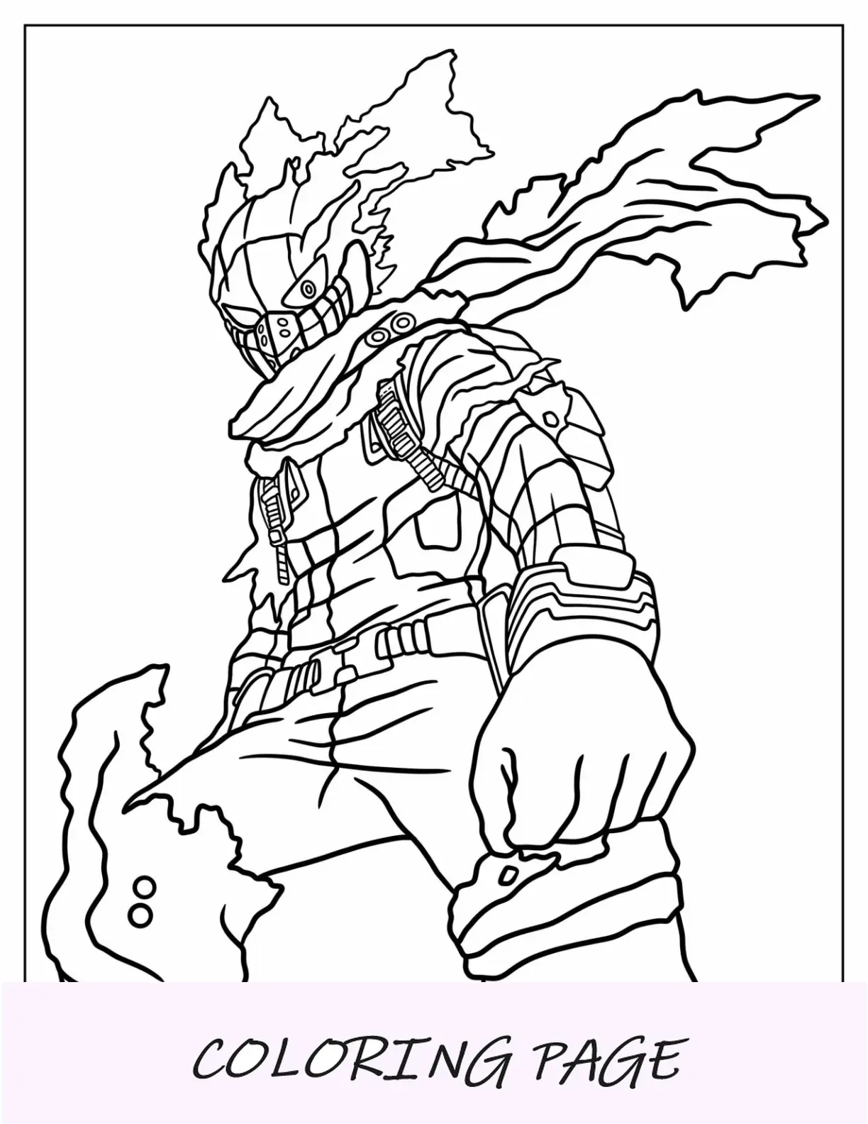 Página detallada para colorear del villano Deku