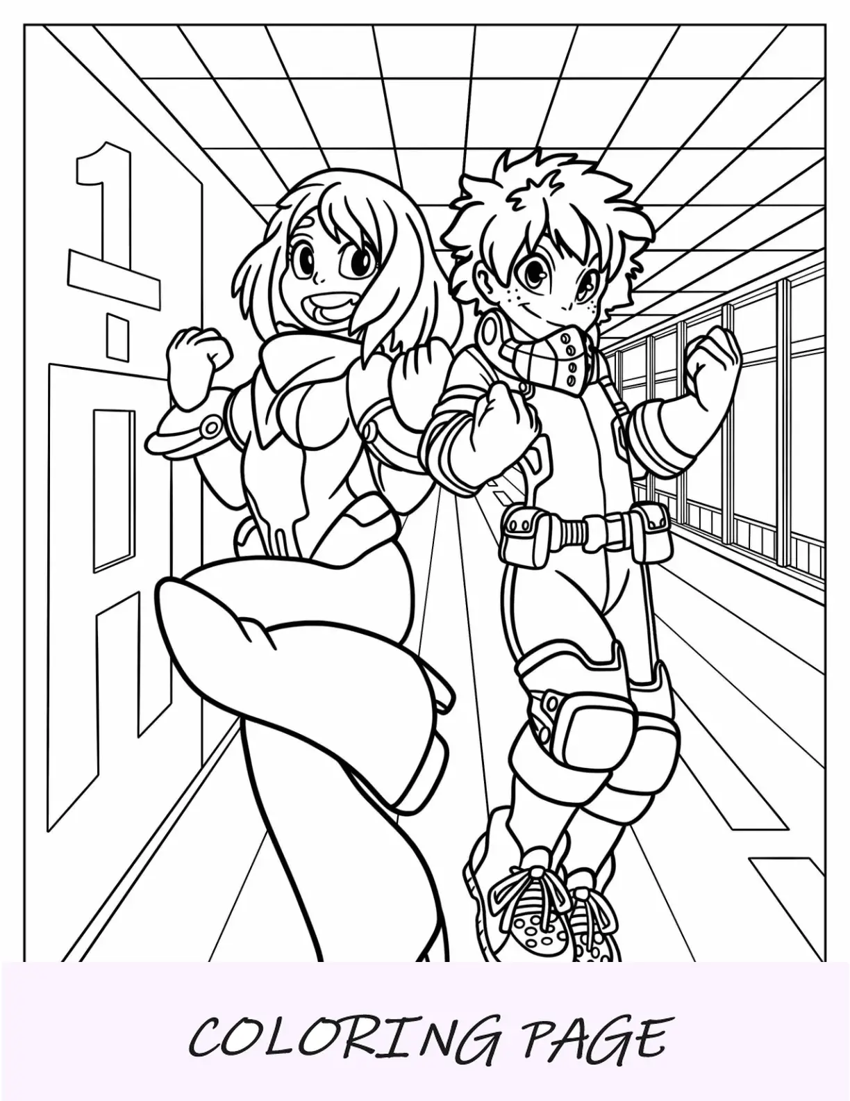 My Hero Academia Ochaco Uraraka Con Deku Para Colorear