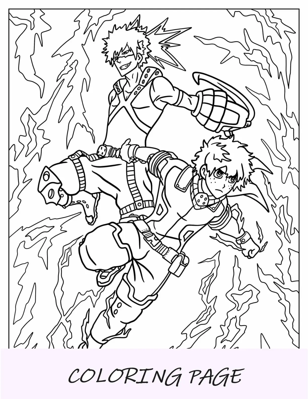 Katsuki Bakugo luchando junto a Deku para colorear