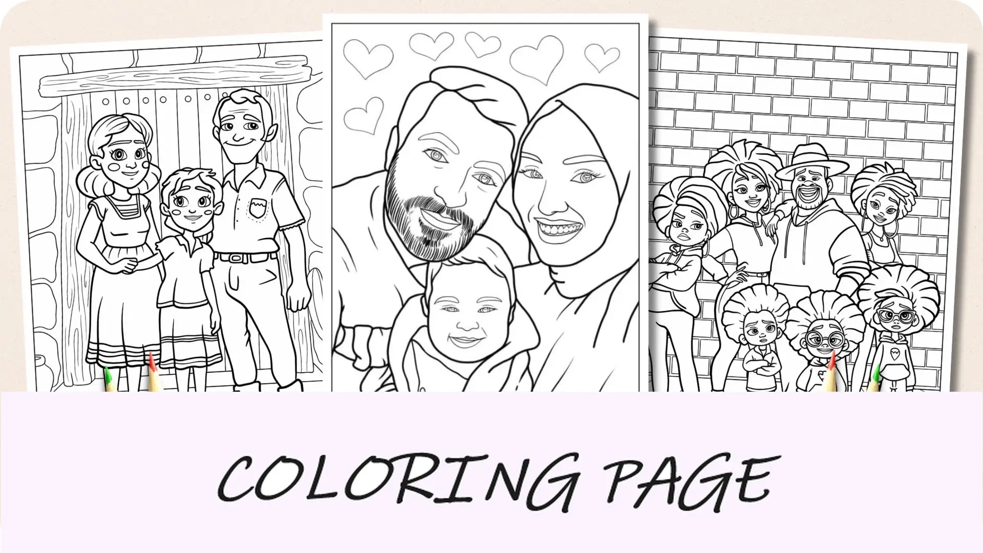 Desenhos para colorir de família
