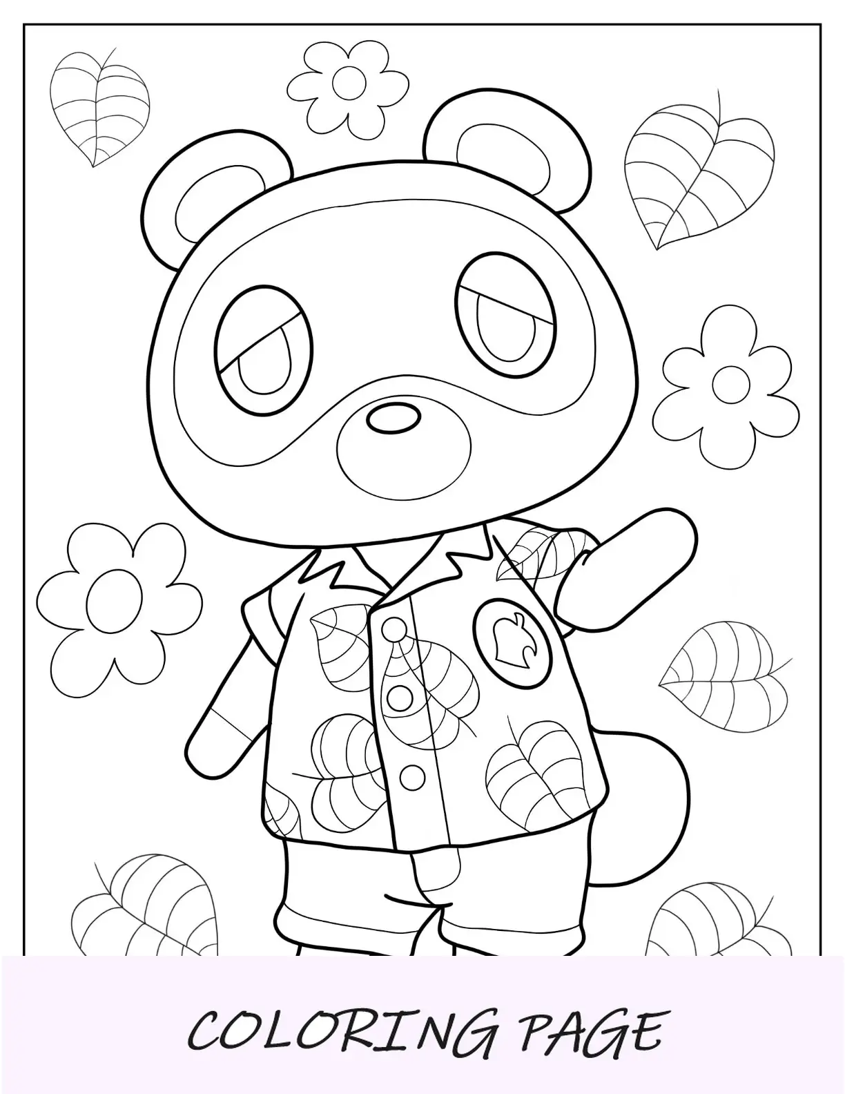 Desenho para colorir de Animal Crossing de Kawaii Tom Nook para crianças