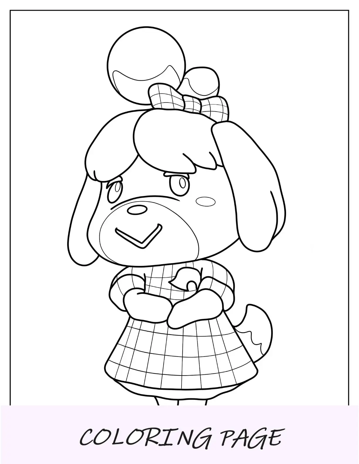 Página para colorir de Animal Crossing de Easy Isabelle para crianças