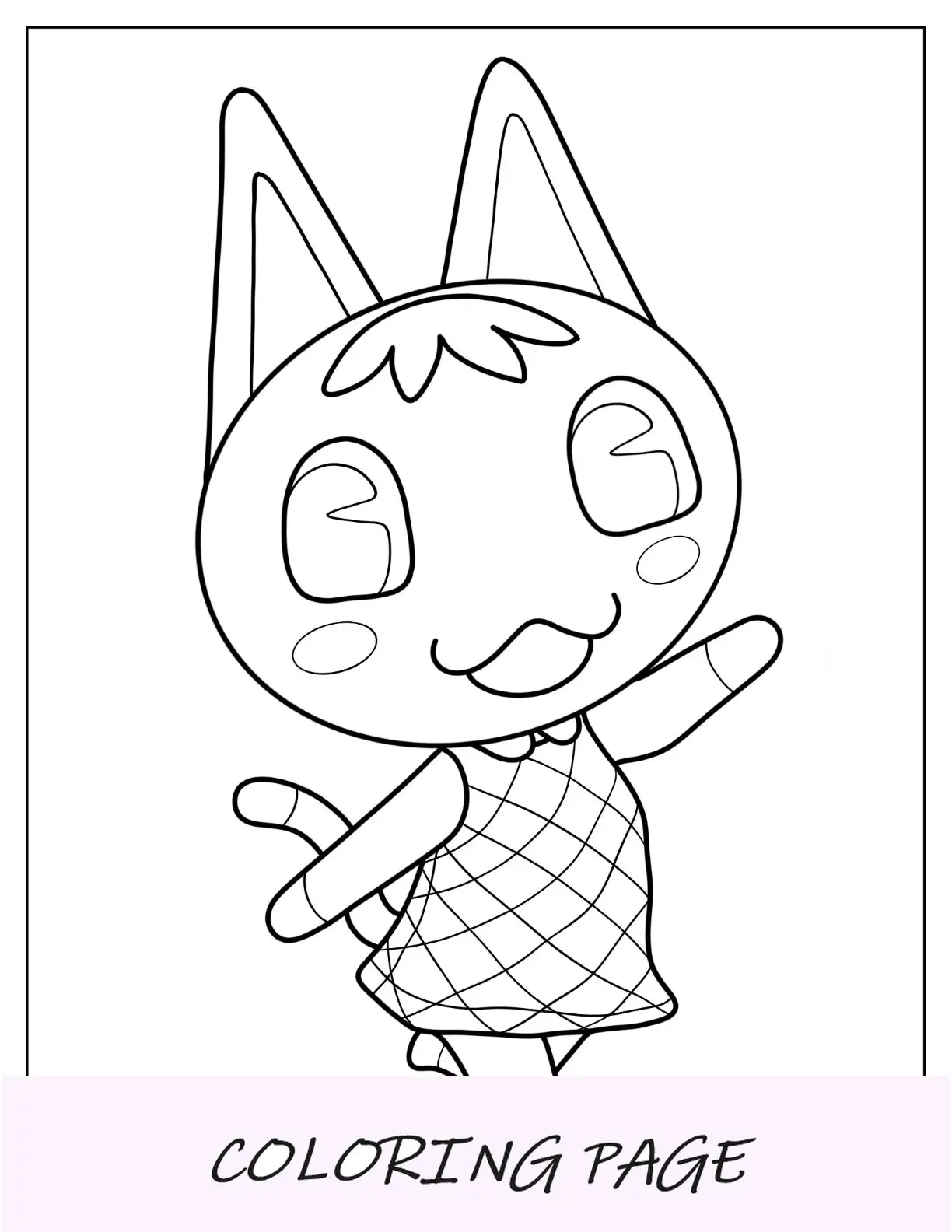 Página para colorir de Animal Crossing com contorno fofo e animado