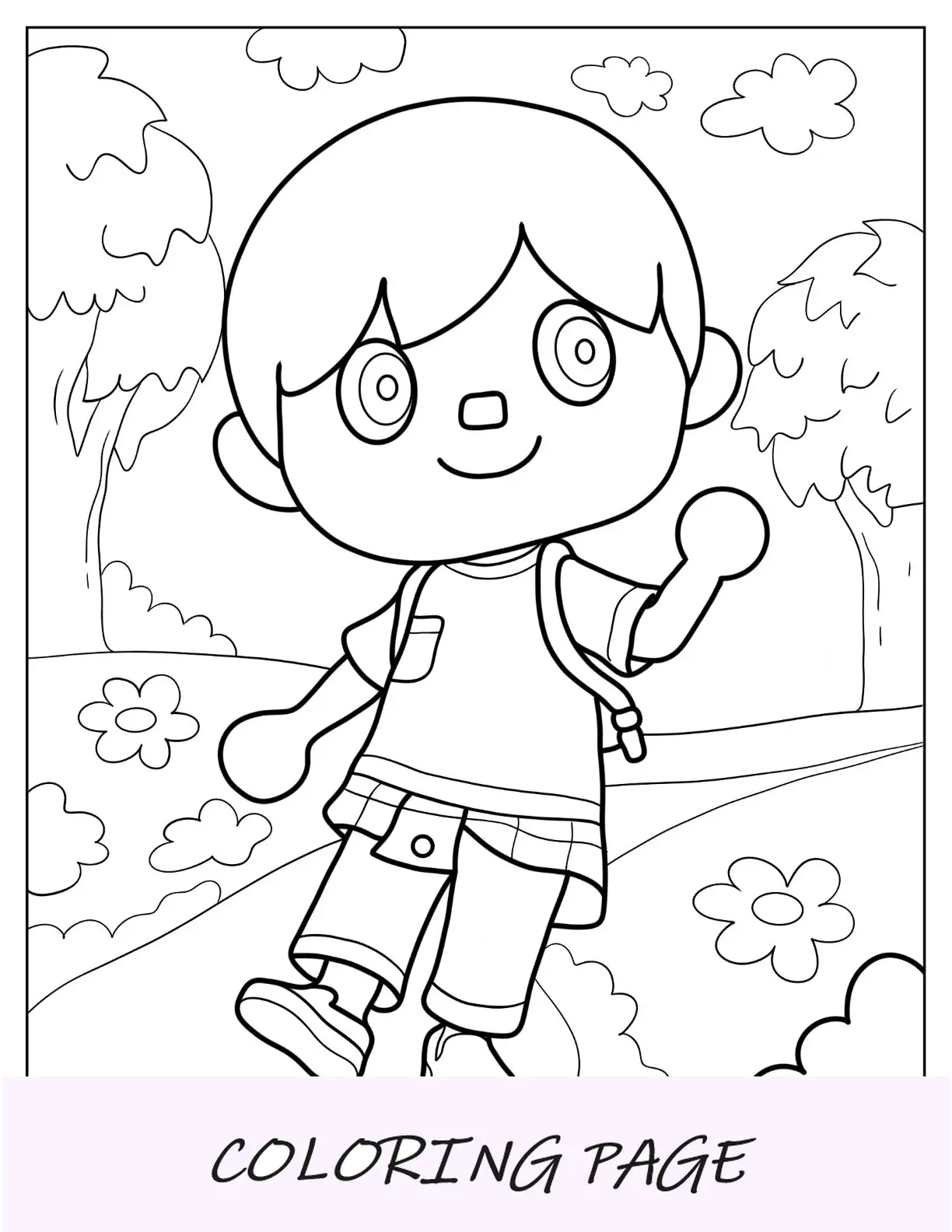 Desenho para colorir de menino aldeão em Animal Crossing