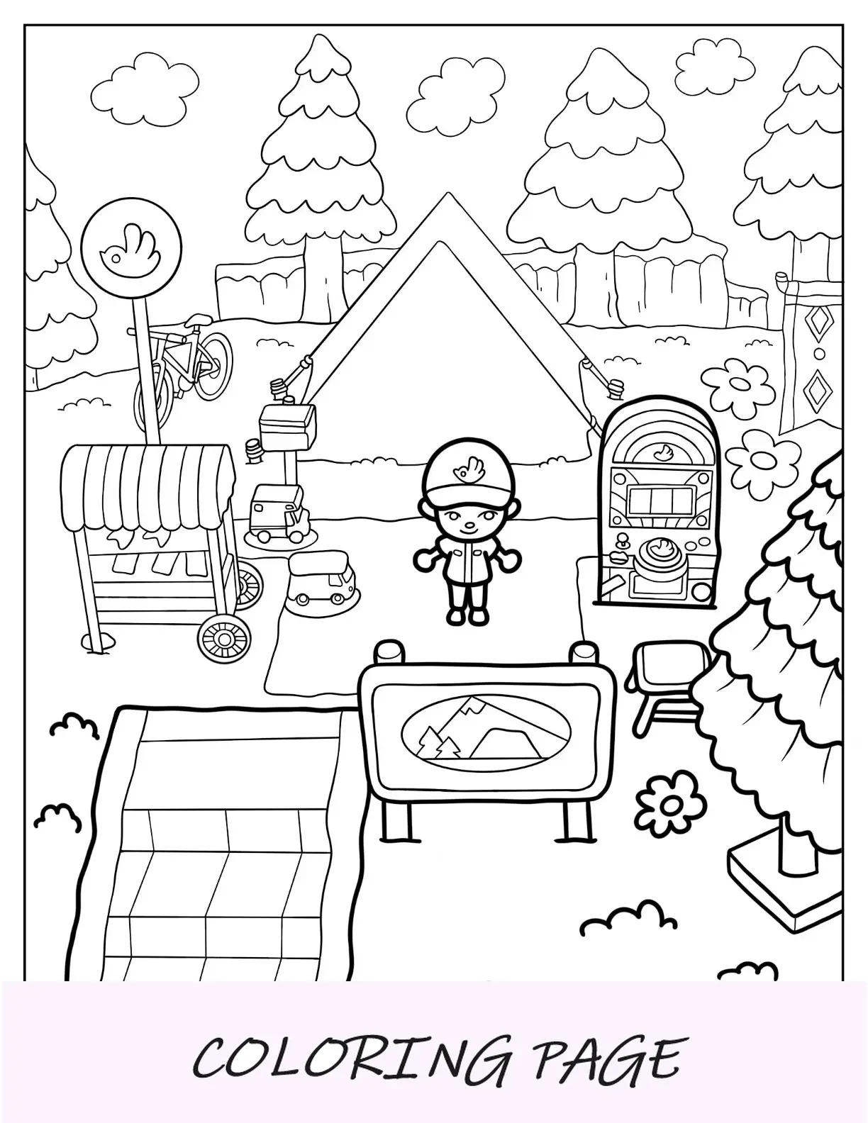 Página para colorir de Animal Crossing de aldeão em Pocket Camp