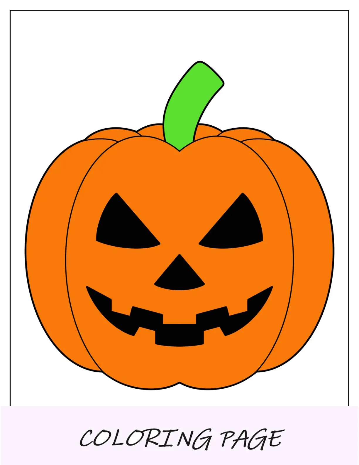 Plantilla de calabaza Jack O Lantern coloreada de página completa