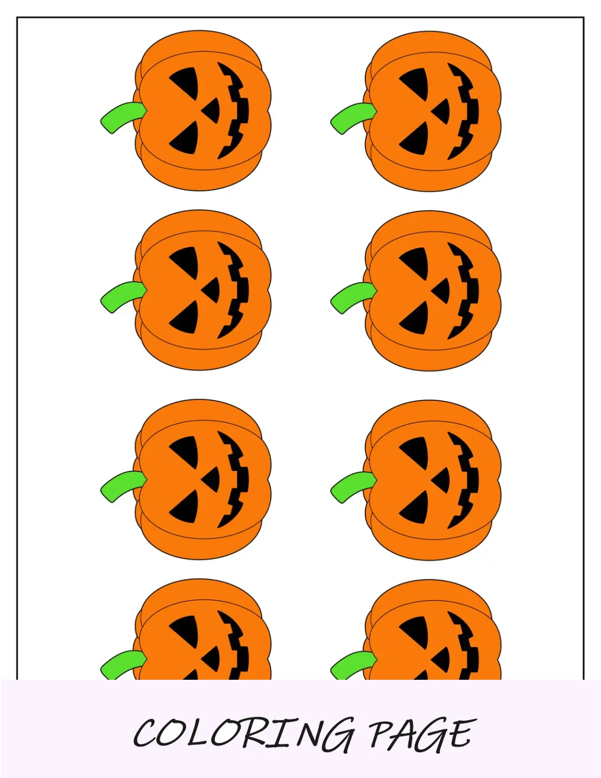 Plantilla de calabaza Jack O Lantern de colores pequeños