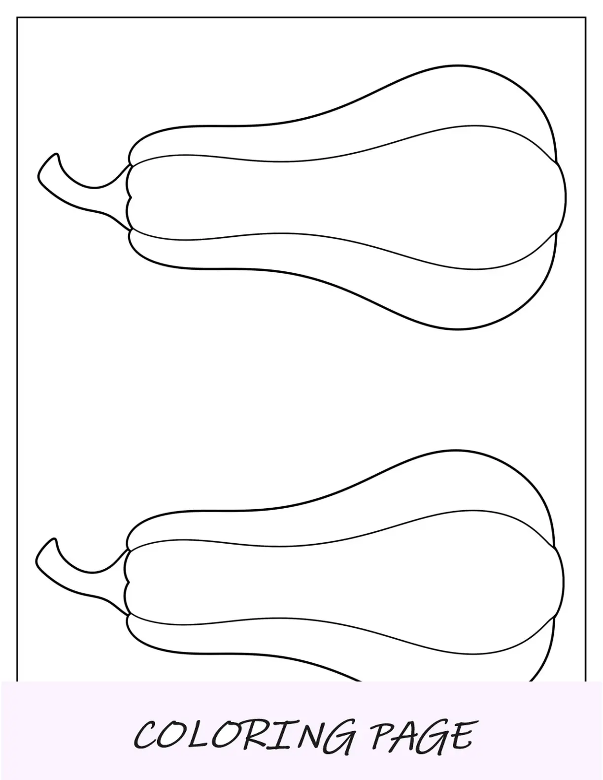 Plantilla detallada de calabaza butternut de dos medias páginas