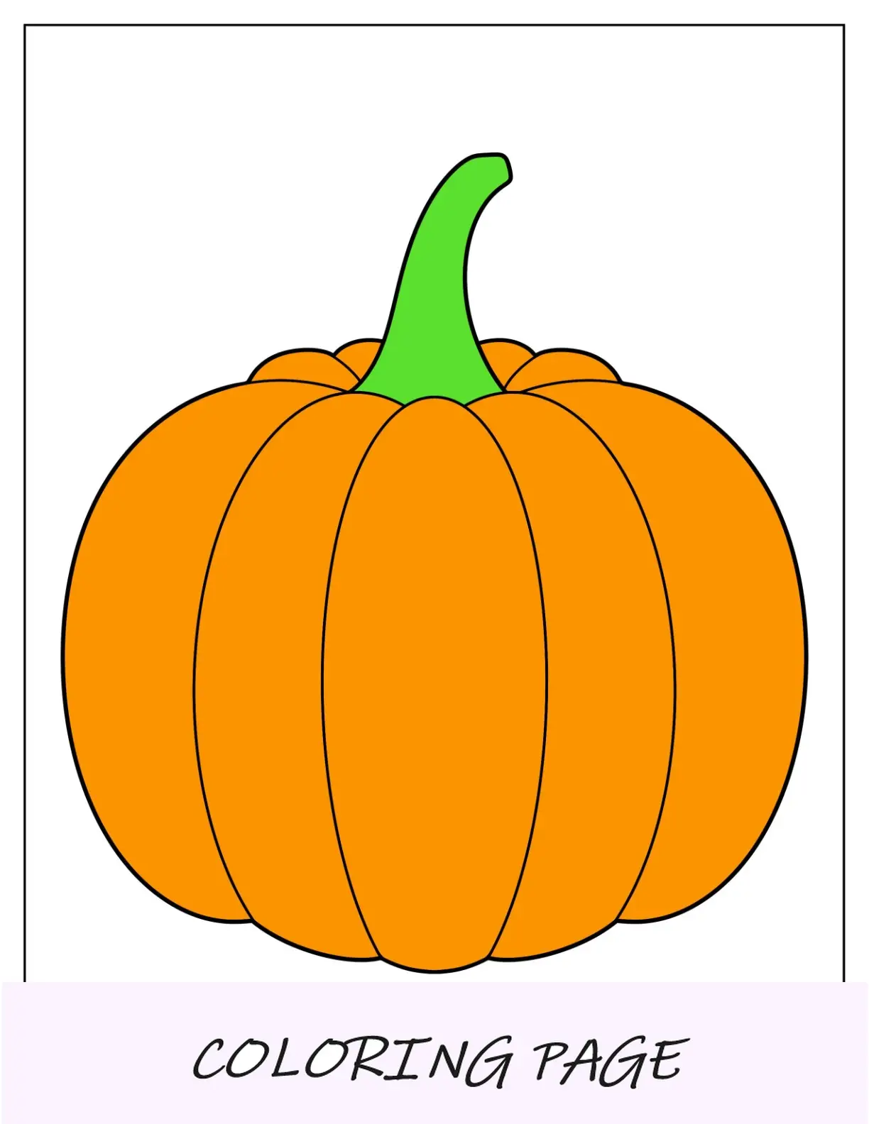 Plantilla de calabaza tradicional coloreada de página completa
