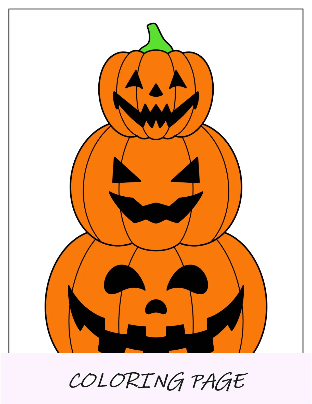 Plantilla de calabaza en forma de torre Jack O Lantern a color de página completa
