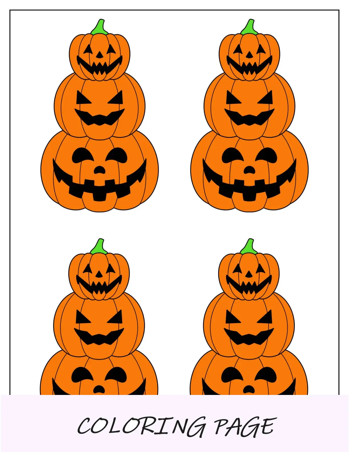 Plantilla de calabaza tipo torre Jack O Lantern de color mediano