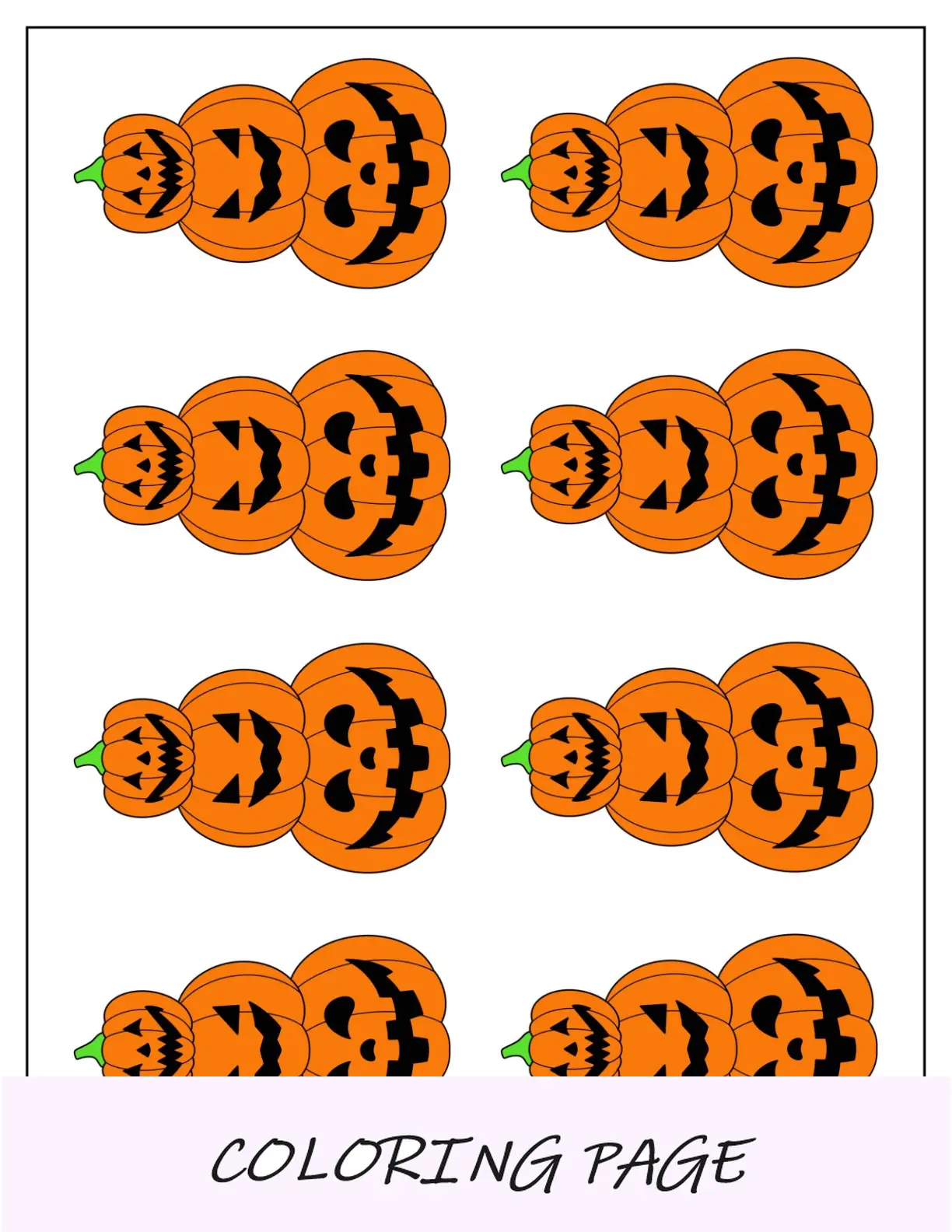 Plantilla de calabaza tipo torre Jack O Lantern de colores pequeños