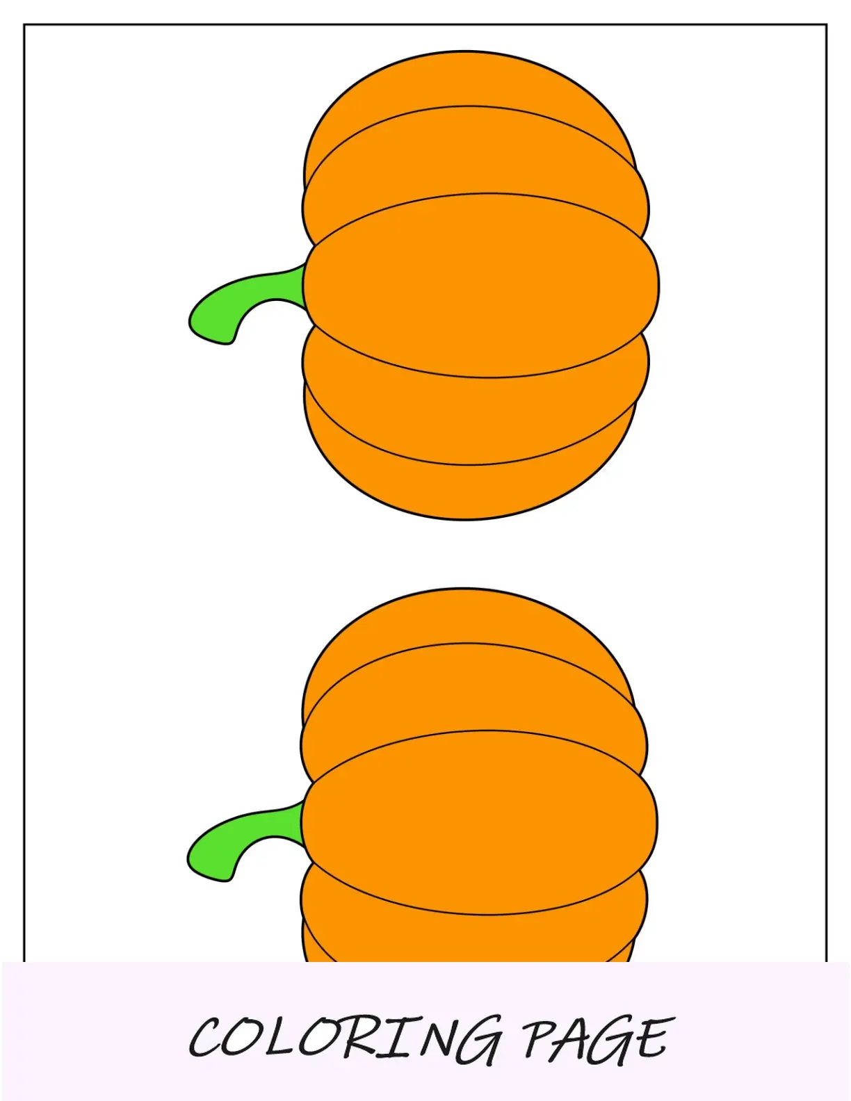 Plantilla de calabaza detallada en color de dos medias páginas