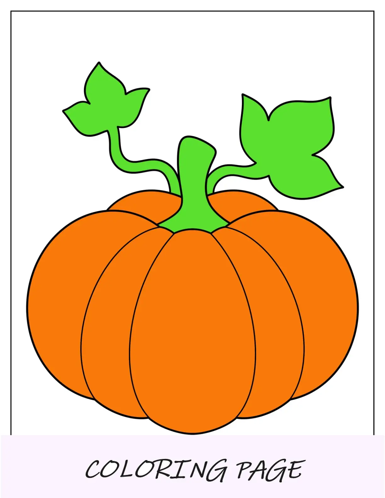 Plantilla de calabaza otoñal coloreada de página completa