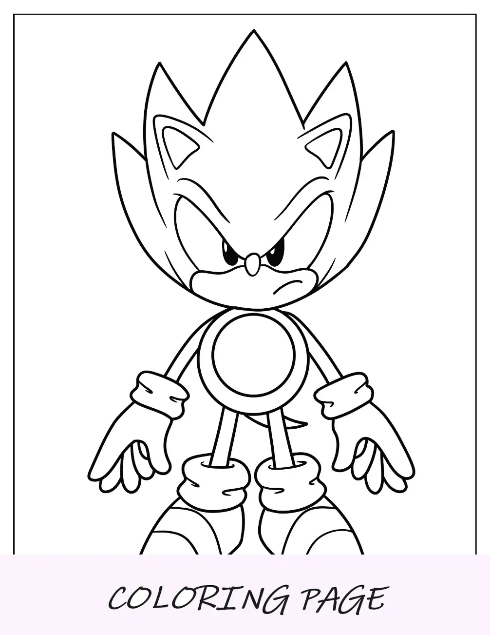 Esboço simples de página para colorir Super Sonic para crianças