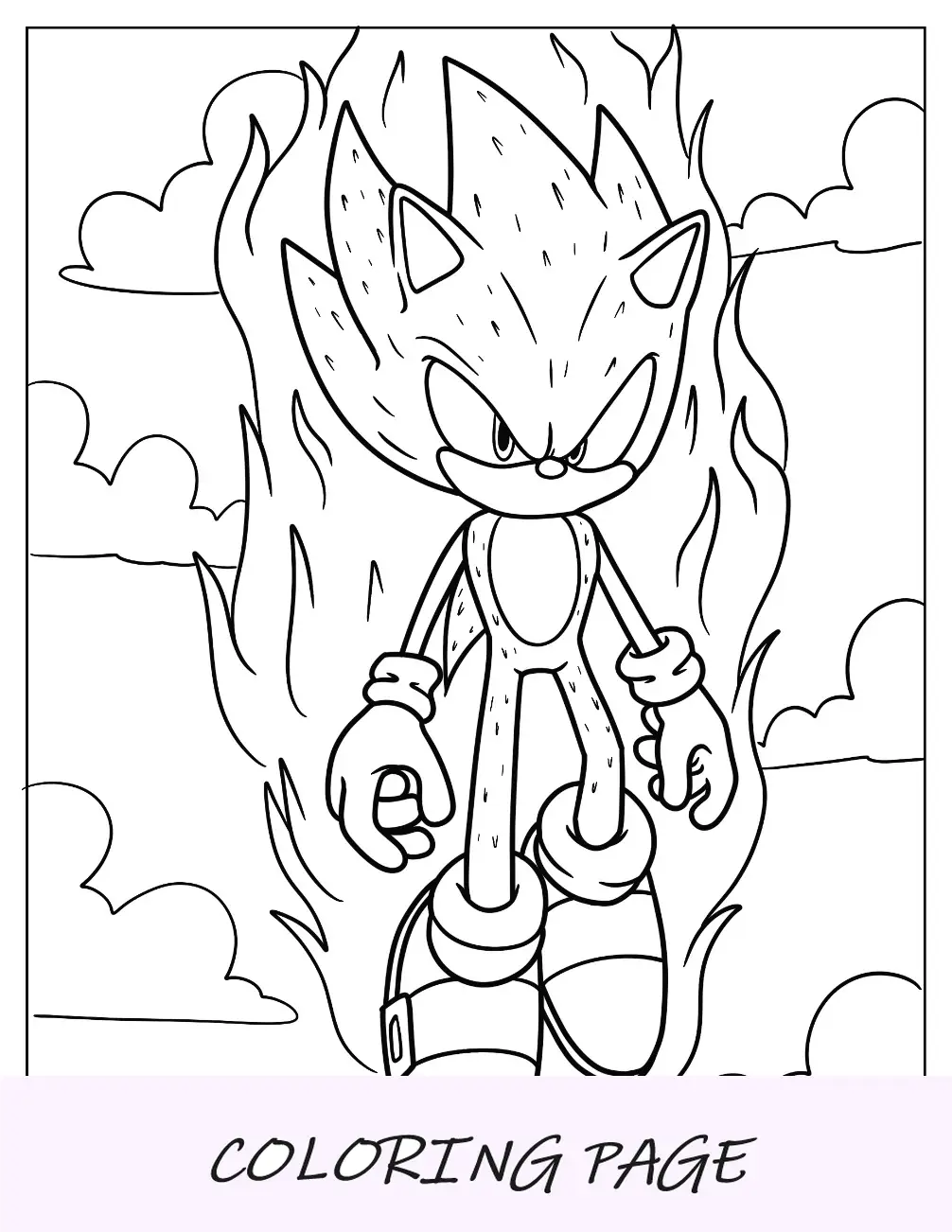 Página para colorir Super Sonic cercada de energia