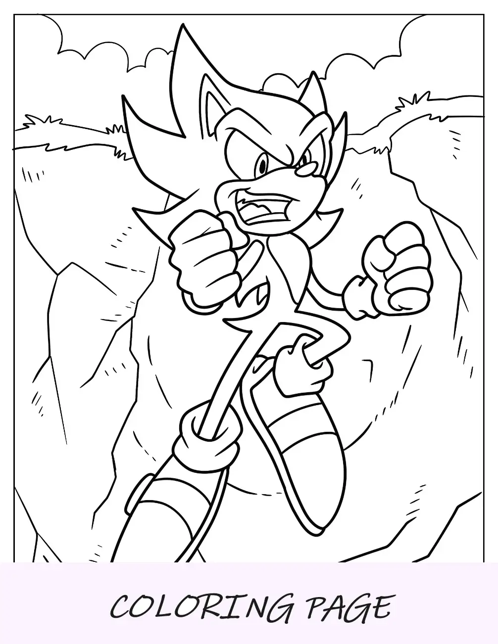 Página para colorir Super Sonic pulando e rindo