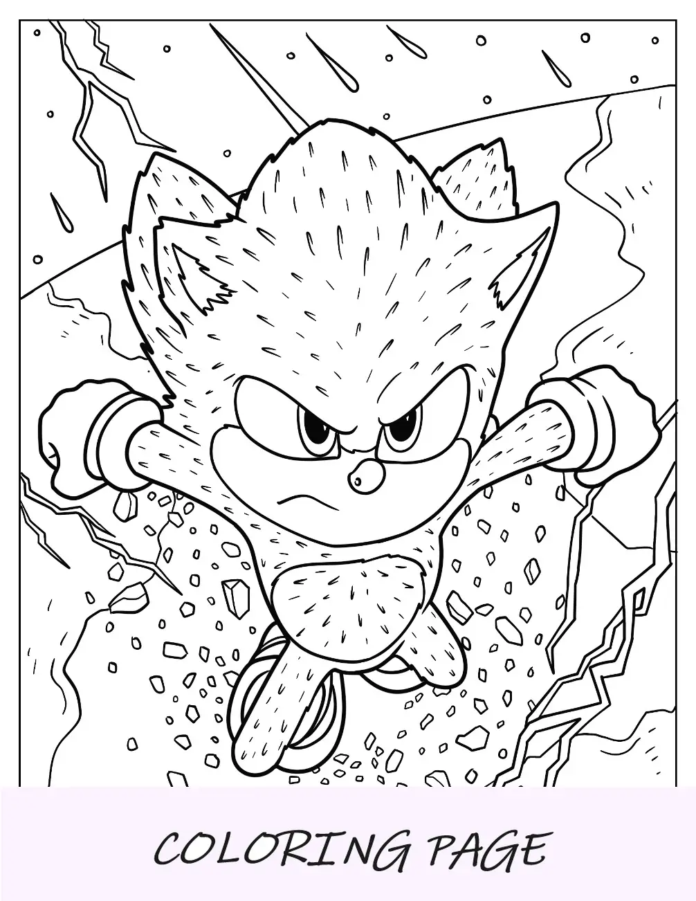 Página para colorir Super Sonic realista rompendo a parede