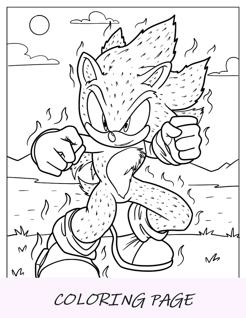 Página para colorir Super Sonic com pele texturizada