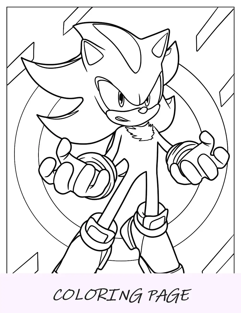 Página para colorir fácil do Super Sonic para crianças
