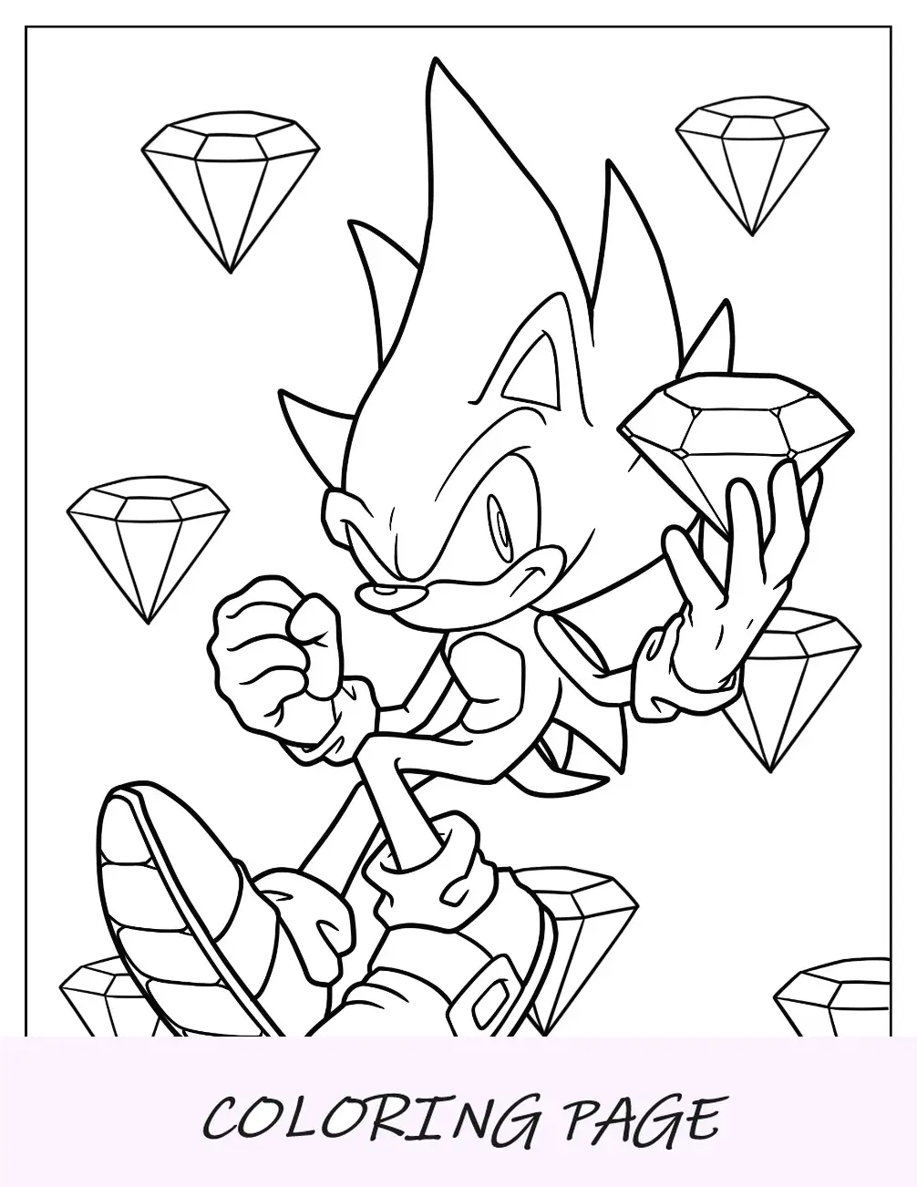 Desenho para colorir Super Sonic Holing Chaos Emerald