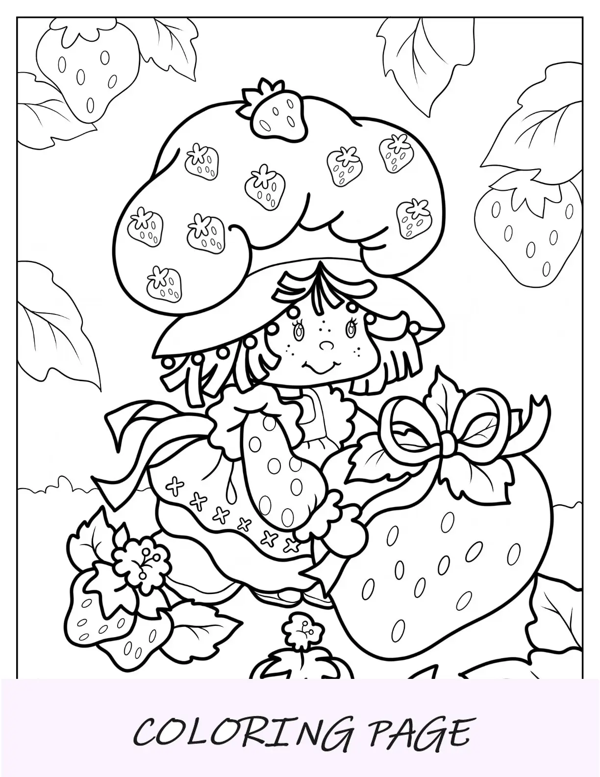 Página Para Colorear De Tarta De Fresa Kawaii Con Fresa Grande