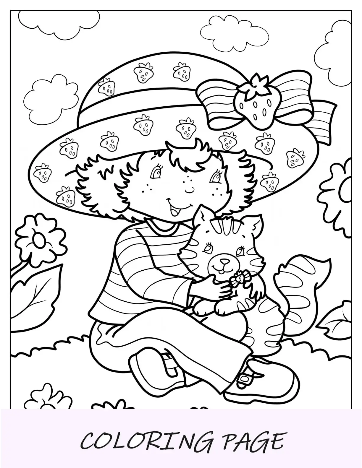 Dibujos para colorear de Tarta de Fresa abrazando natillas