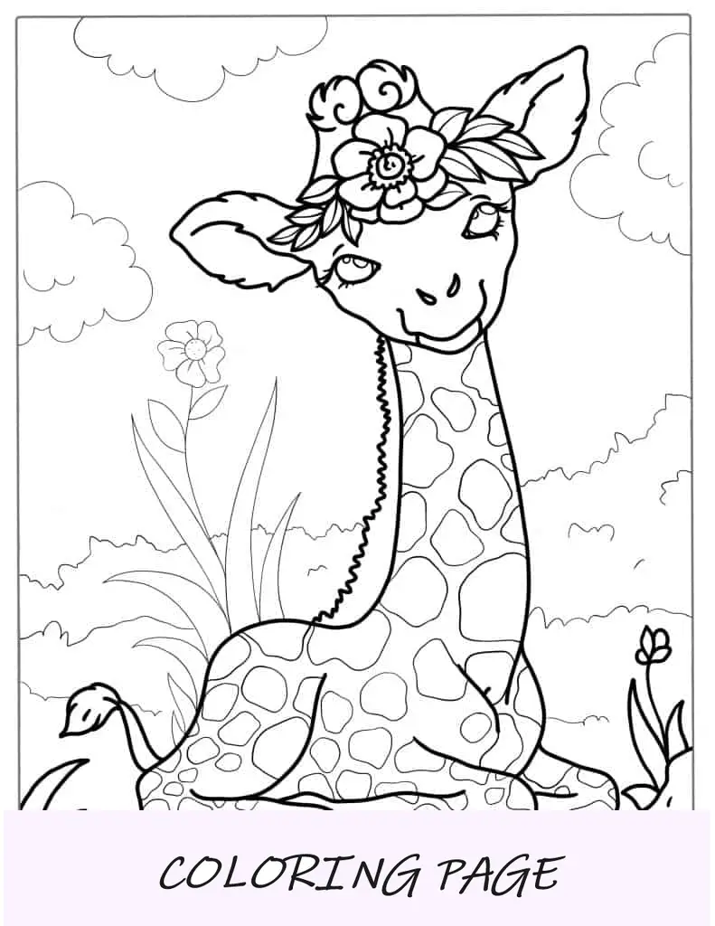 Linda Jirafa Kawaii Para Colorear