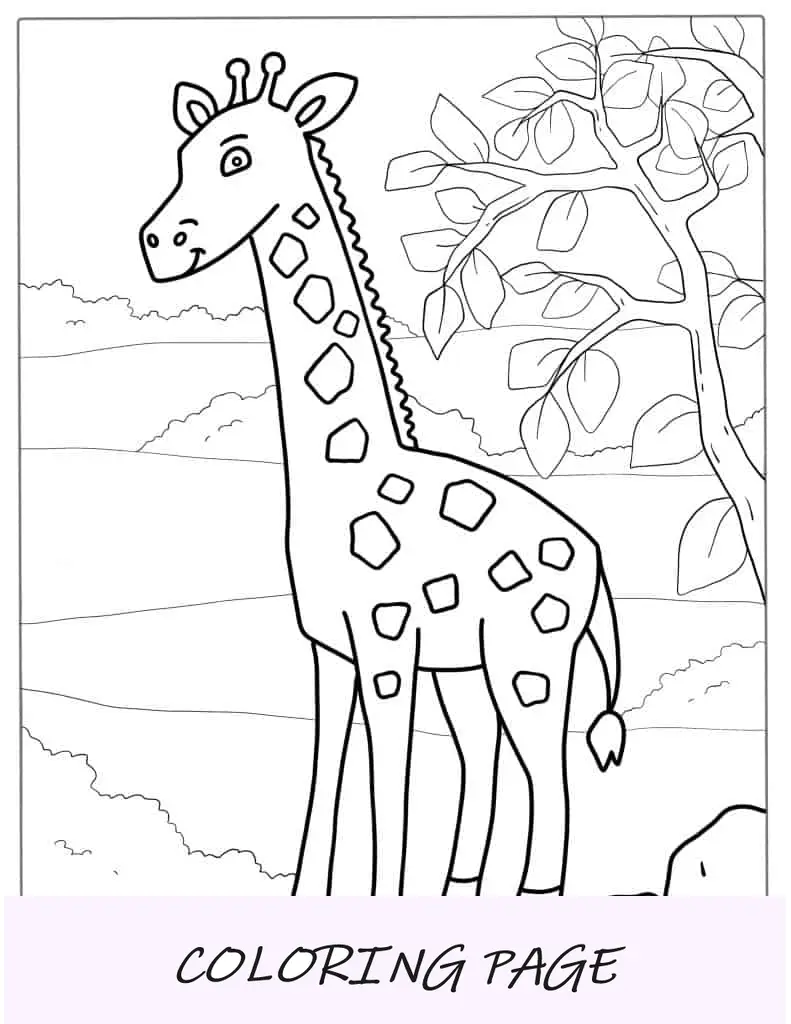 Contorno fácil de una jirafa para colorear