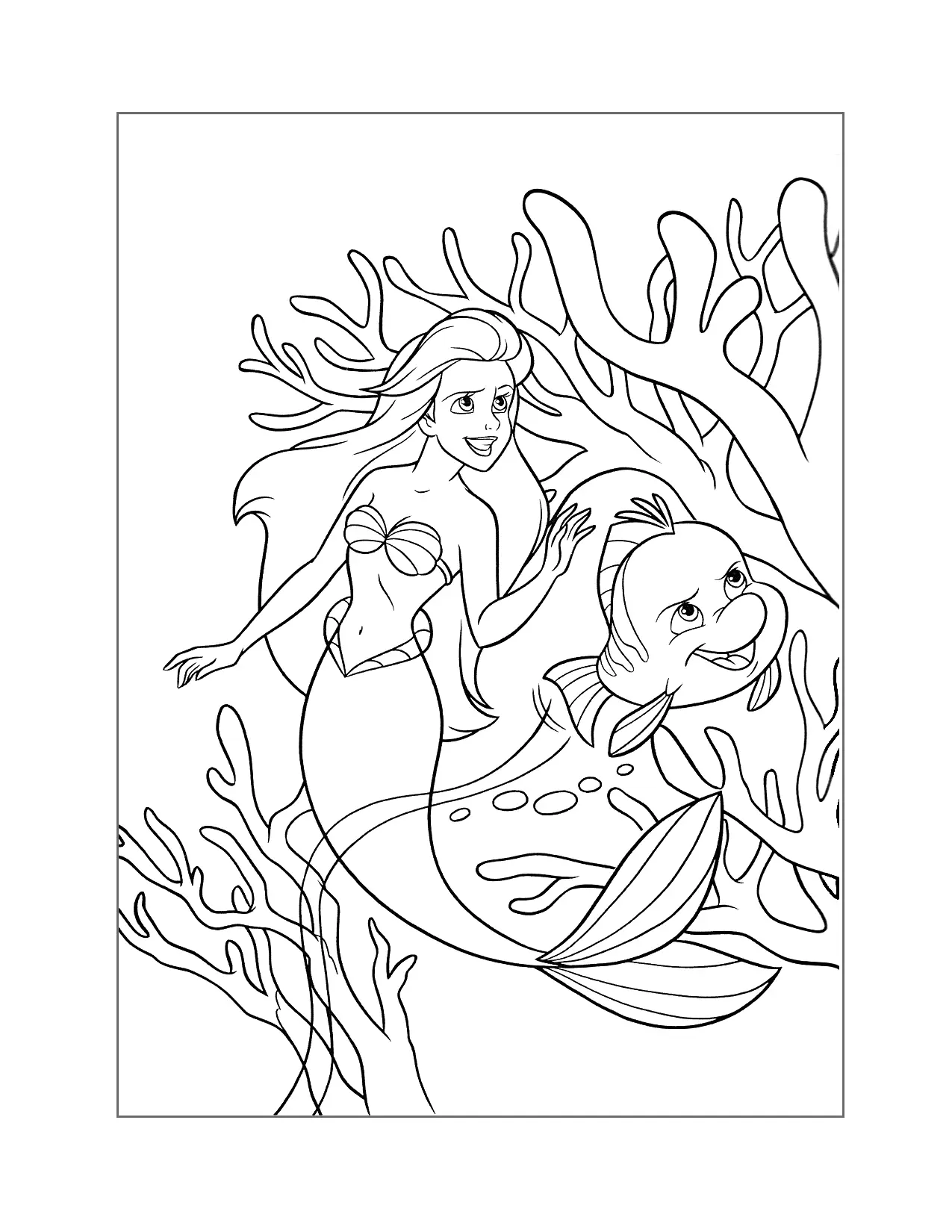 Pagine da colorare di piccole sirene