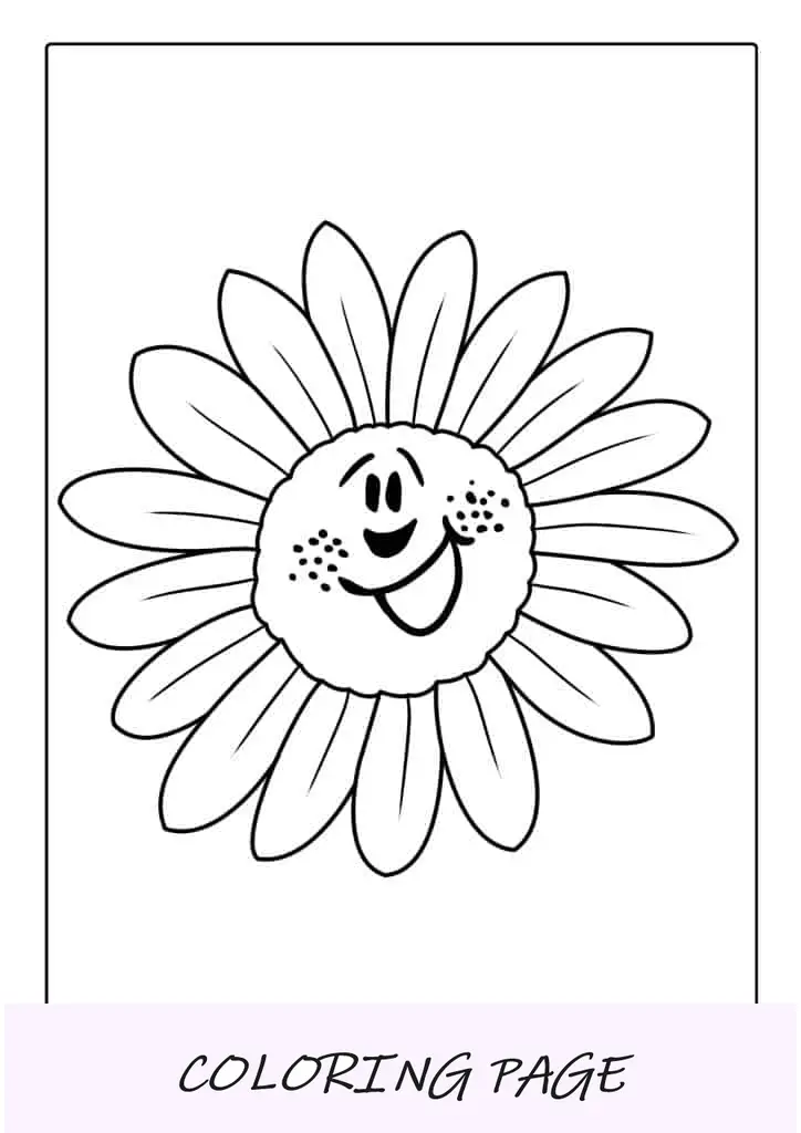 Hoja para colorear de girasol alegre
