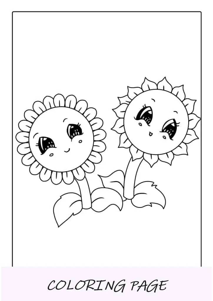 Página Para Colorear De Girasol Kawaii