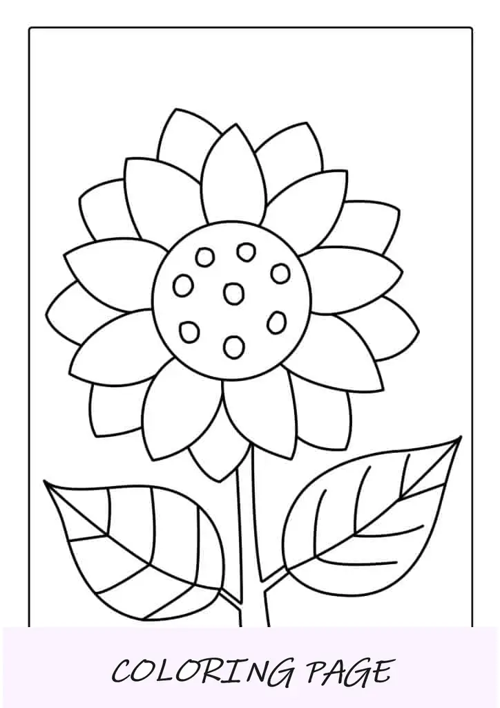 Esquema de la hoja para colorear de girasol