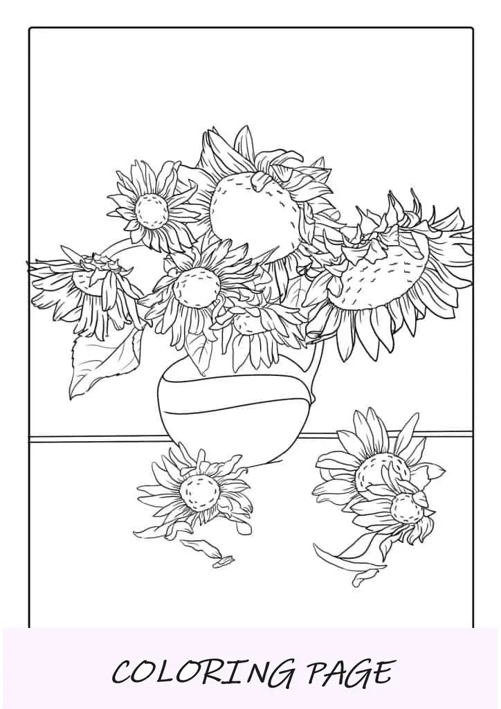 Varios Girasoles En Florero Para Colorear