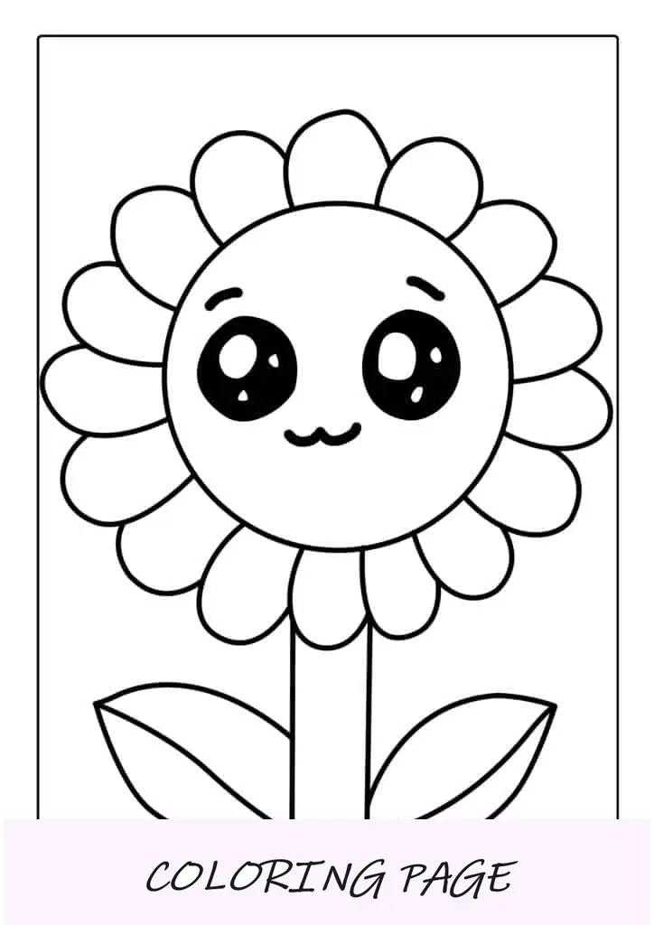 Hoja para colorear de girasol simple
