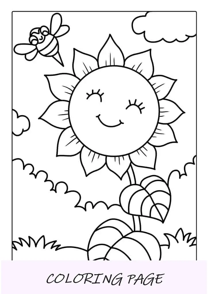 Hoja para colorear de girasol para niños