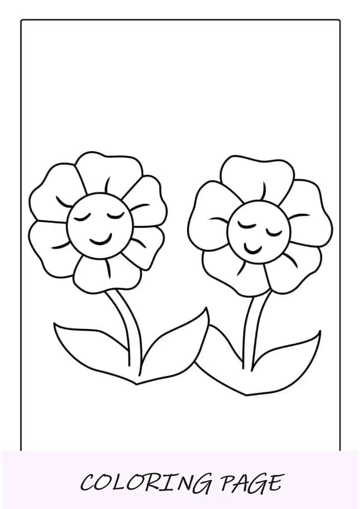 Dos girasoles sonrientes para colorear