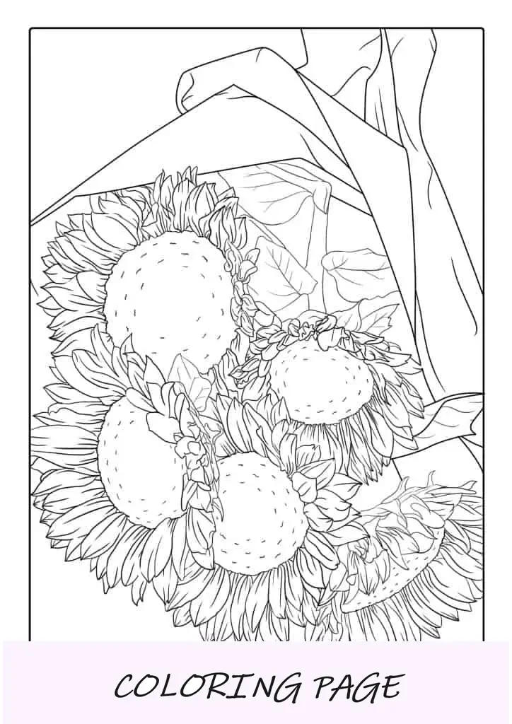 Ramo De Girasoles Para Colorear