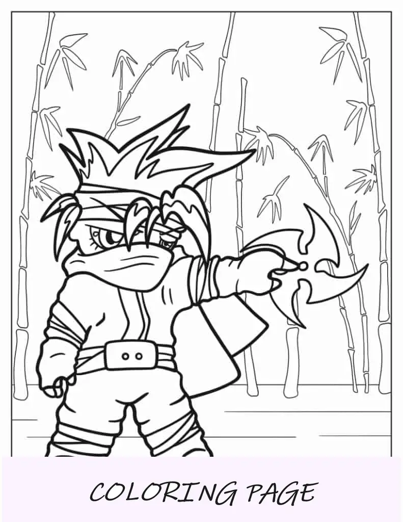 Chibi Ninja mit Shuriken Malblatt