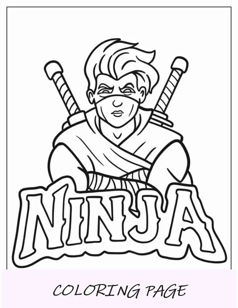 Ausmalbild, Von, Ninja, Logo