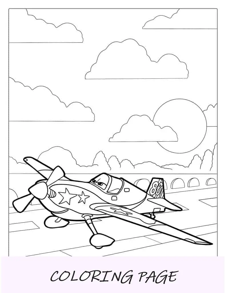 Avião do filme de carros para colorir