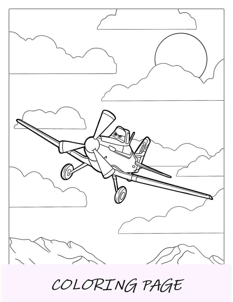 Avião do filme de carros para colorir